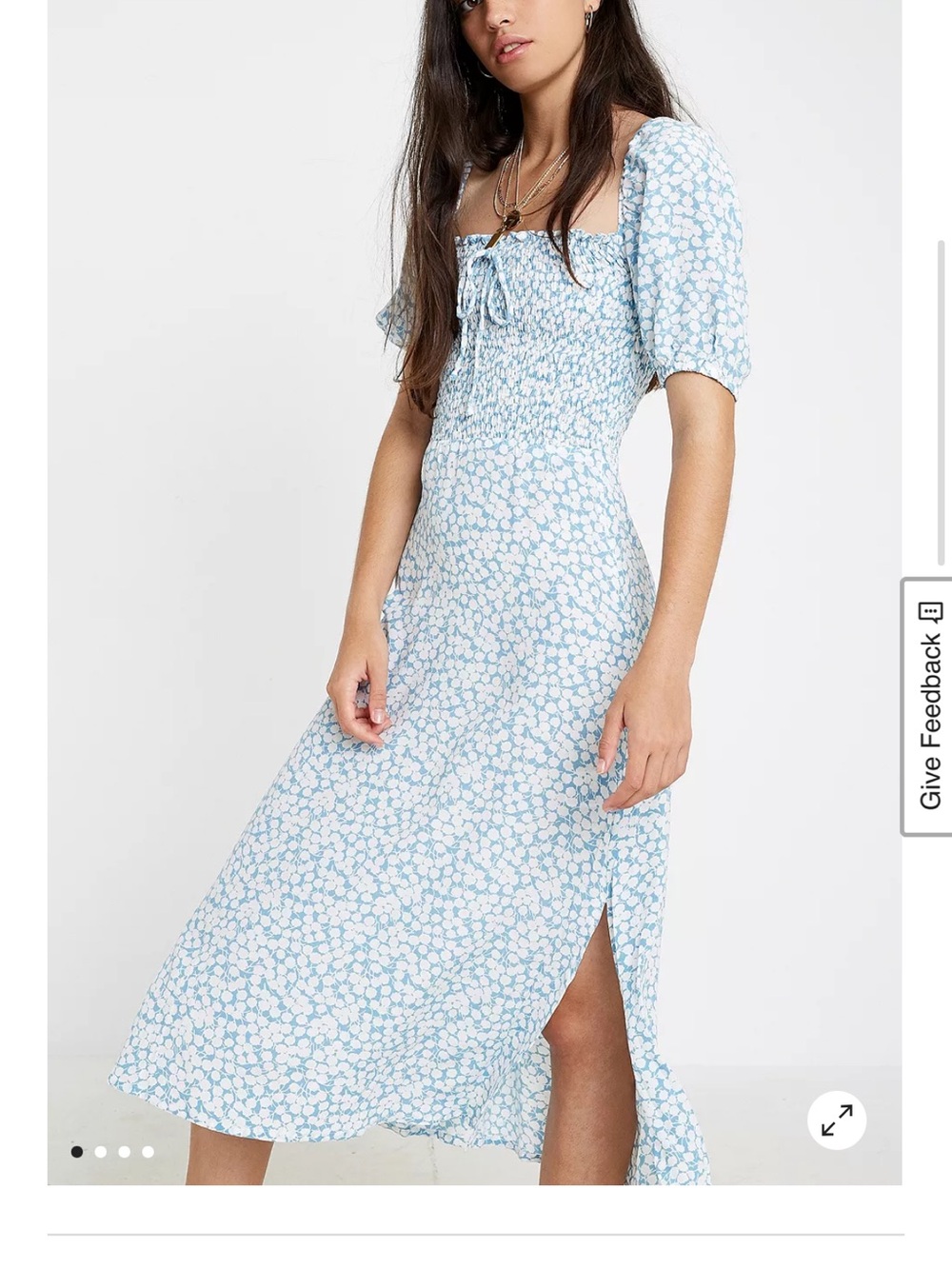 Faithfull‎ the Brand Majorelle Blue Floral Smocked Midi Dress